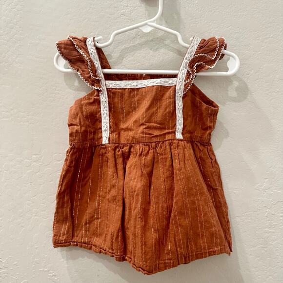 Janie and Jack Brown Lurex Ruffle Tank - Picture 1 of 8